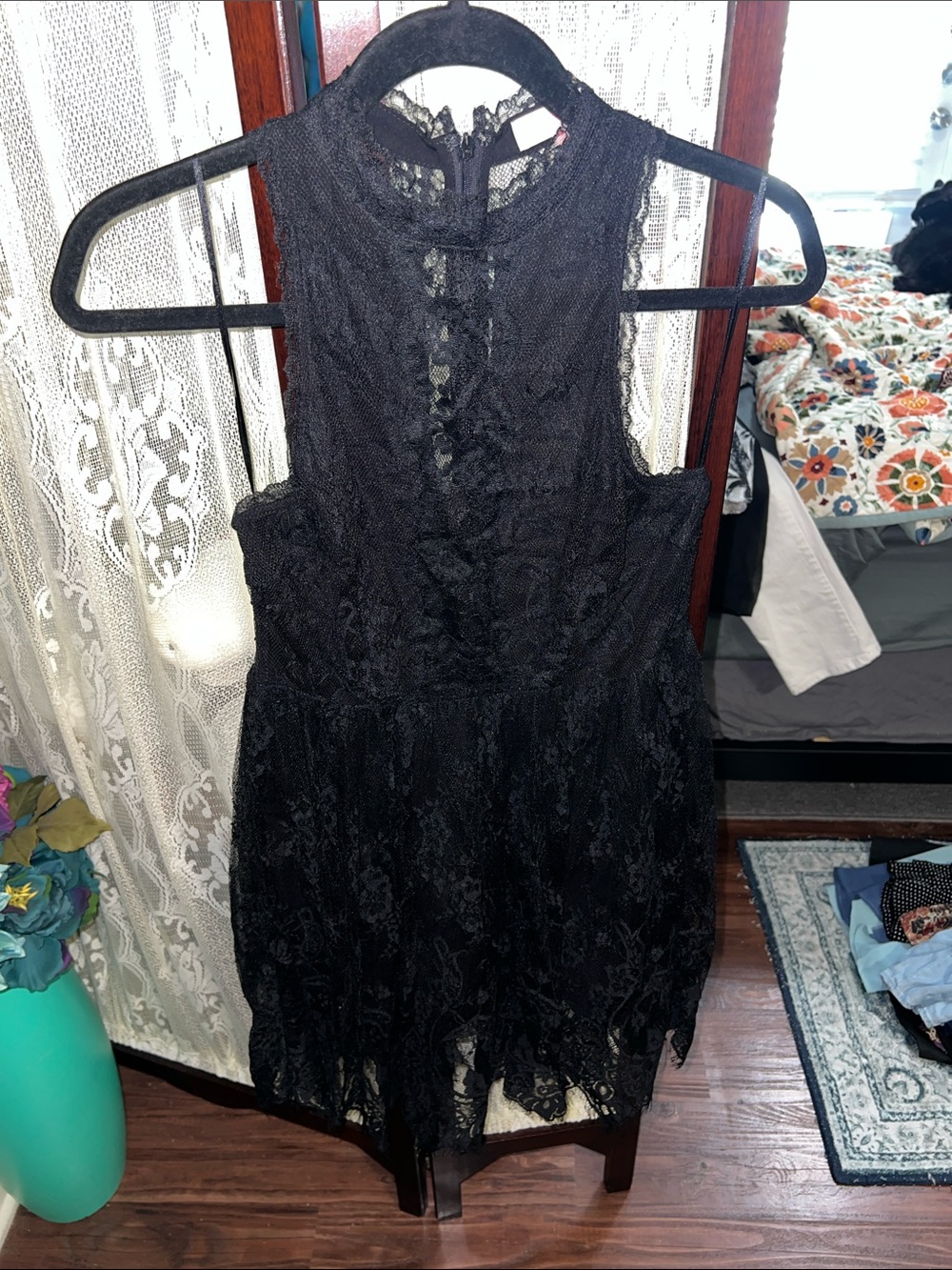 re:named Black Lace High-Neck Romper